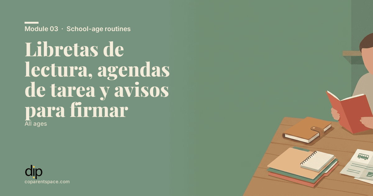 Libretas de lectura, agendas de tarea y avisos para firmar
