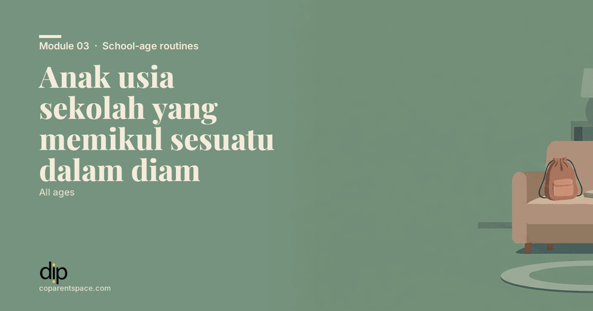 Anak usia sekolah yang memikul sesuatu dalam diam