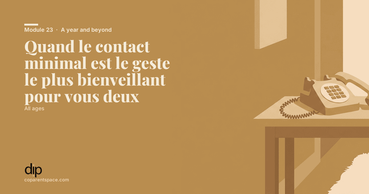 Quand le contact minimal est le geste le plus bienveillant pour vous deux